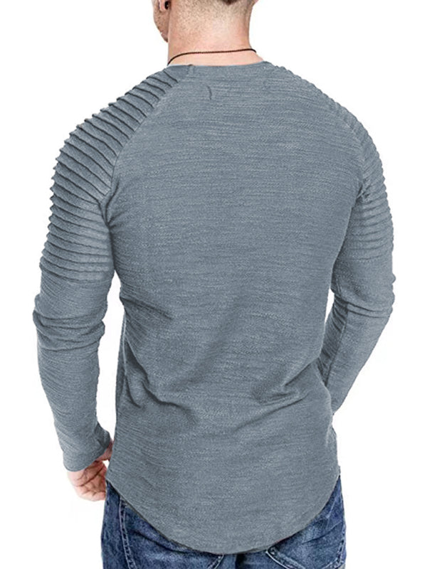 Men's Long Sleeve T-Shirt Muscle Fitted T Shirt Gym Workout Athletic Tee