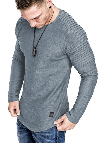 Men's Long Sleeve T-Shirt Muscle Fitted T Shirt Gym Workout Athletic Tee - Hiccupzz