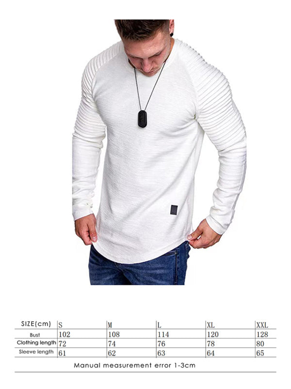 Men's Long Sleeve T-Shirt Muscle Fitted T Shirt Gym Workout Athletic Tee