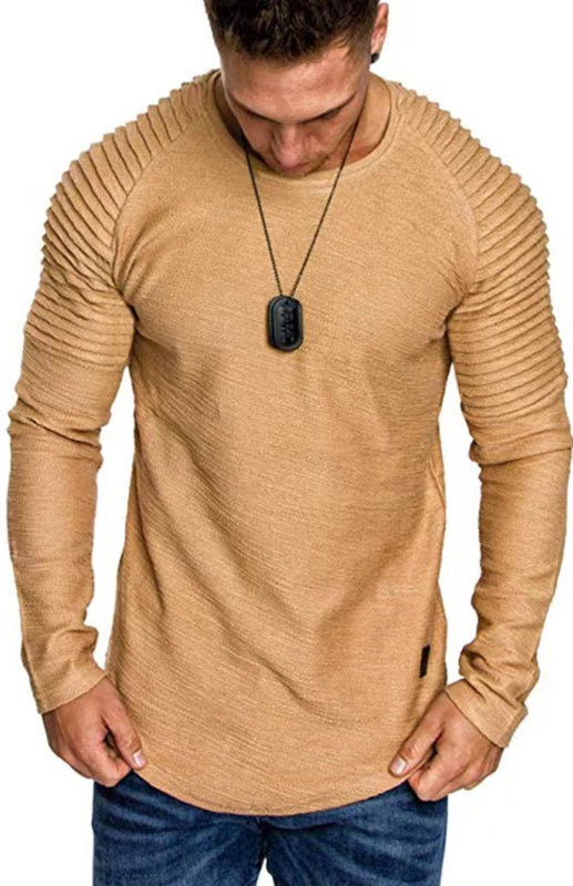 Men's Long Sleeve T-Shirt Muscle Fitted T Shirt Gym Workout Athletic Tee