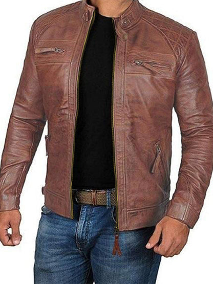 Men's Fashion Classic Leather Jacket - Hiccupzz