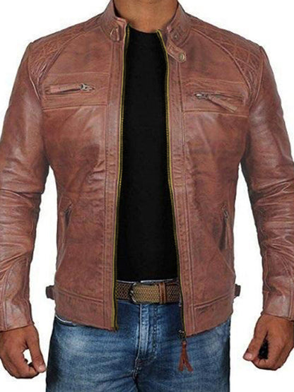 Men's Fashion Classic Leather Jacket - Hiccupzz