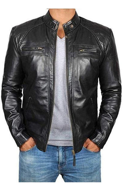 Men's Fashion Classic Leather Jacket - Hiccupzz