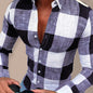 Men's Plaid Lapel Collar Button-Up Shirt - Hiccupzz
