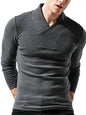 Men's Woolen V-Neck Stretchy Long Sleeve Tee - Hiccupzz