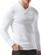 Men's Woolen V-Neck Stretchy Long Sleeve Tee - Hiccupzz