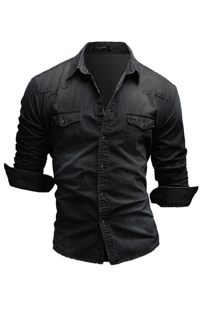 Spring-Summer Polyester Lapel Collar Solid Men's Shirt - Hiccupzz