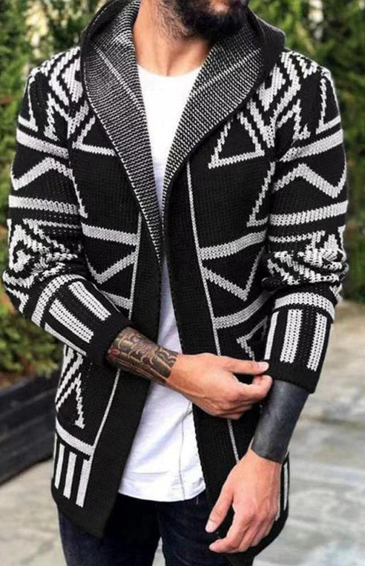 Autumn And Winter Models Cardigan Sweater In The Long Jacquard Knitwear Jacket