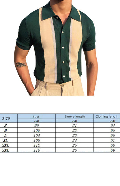 Collision T-Shirt Single-Breasted Cardigan Knitted Short-Sleeved Polo Shirt - Hiccupzz