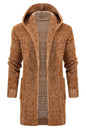 Men's Mid Length Hooded Knit Cardigan Horn Buckle Hooded Long Sweater - Hiccupzz