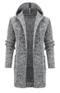 Men's Mid Length Hooded Knit Cardigan Horn Buckle Hooded Long Sweater - Hiccupzz