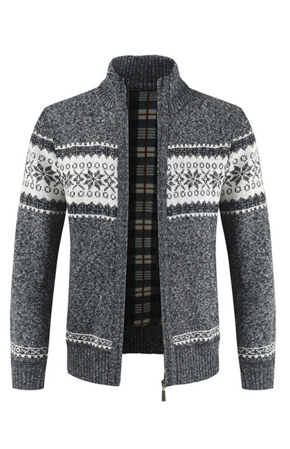 Men's New Sweater Cardigan Colorblock Standing Collar Sweater - Hiccupzz