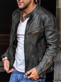 Men's PU Leather Jacket Men's Stand Collar Punk Men's Jacket - Hiccupzz