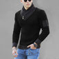 Men’s Shawl Pullover Ribbed Collar Cuffs And Hem With Zipper Sweater - Hiccupzz