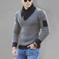 Men’s Shawl Pullover Ribbed Collar Cuffs And Hem With Zipper Sweater - Hiccupzz