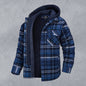 Men casual Thickened Padded Plaid Long Sleeve Loose Hooded Jacket - Hiccupzz