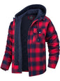 Men casual Thickened Padded Plaid Long Sleeve Loose Hooded Jacket - Hiccupzz