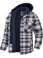 Men casual Thickened Padded Plaid Long Sleeve Loose Hooded Jacket - Hiccupzz