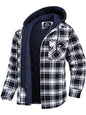 Men casual Thickened Padded Plaid Long Sleeve Loose Hooded Jacket - Hiccupzz