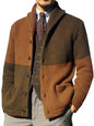 Men's Contrasting Color Block Button Long Sleeve Cardigan - Hiccupzz