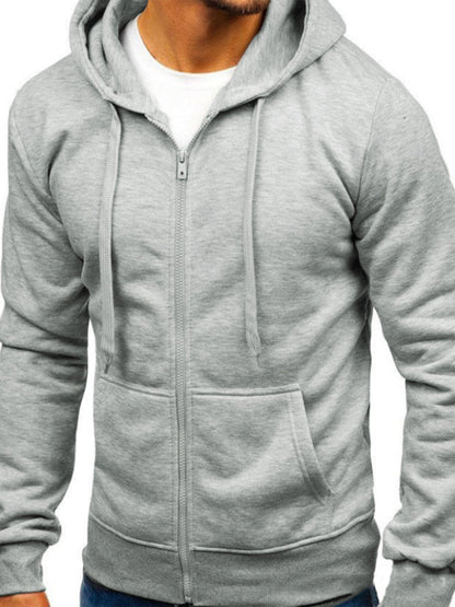 Men's Solid Color Basic Zipper Hoodie - Hiccupzz