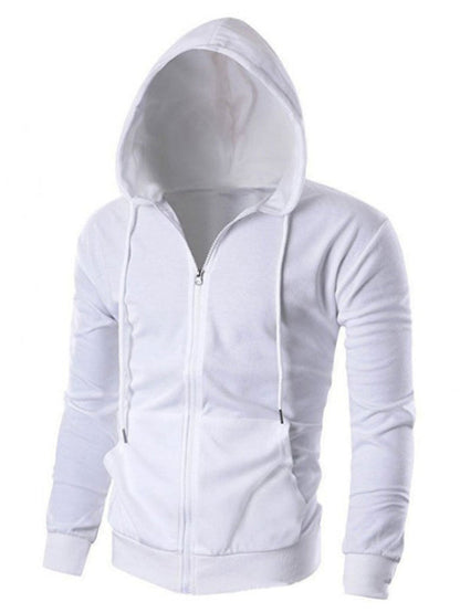 Men's Solid Color Basic Zipper Hoodie - Hiccupzz