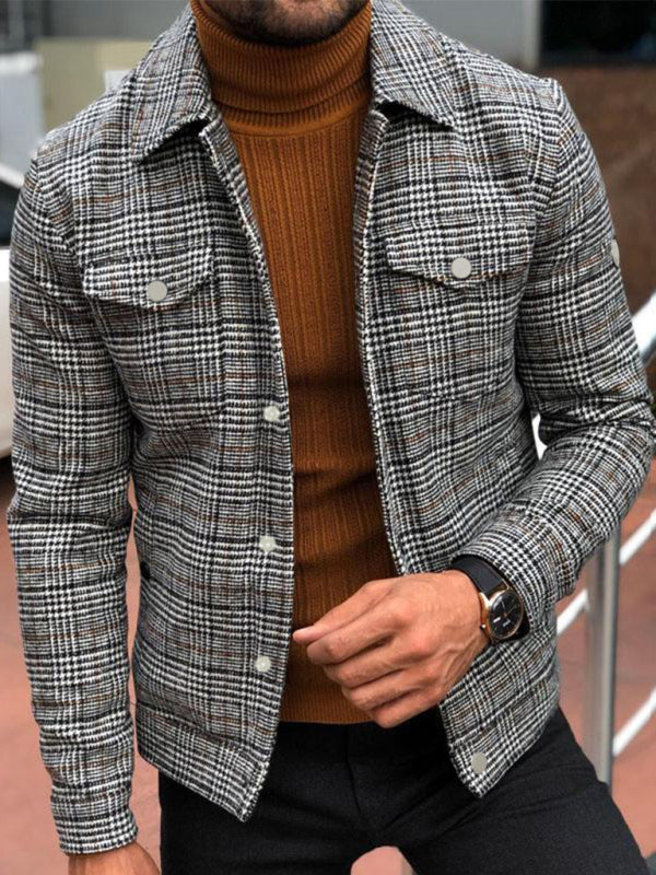 Slim Fit Casual Plaid Men's Coat – Stylish Autumn Top Wear