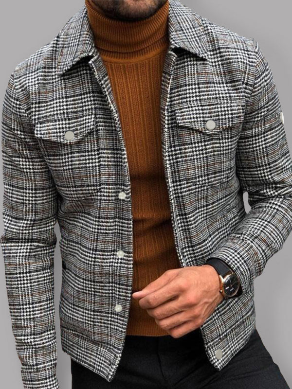 Slim Fit Casual Plaid Men's Coat – Stylish Autumn Top Wear