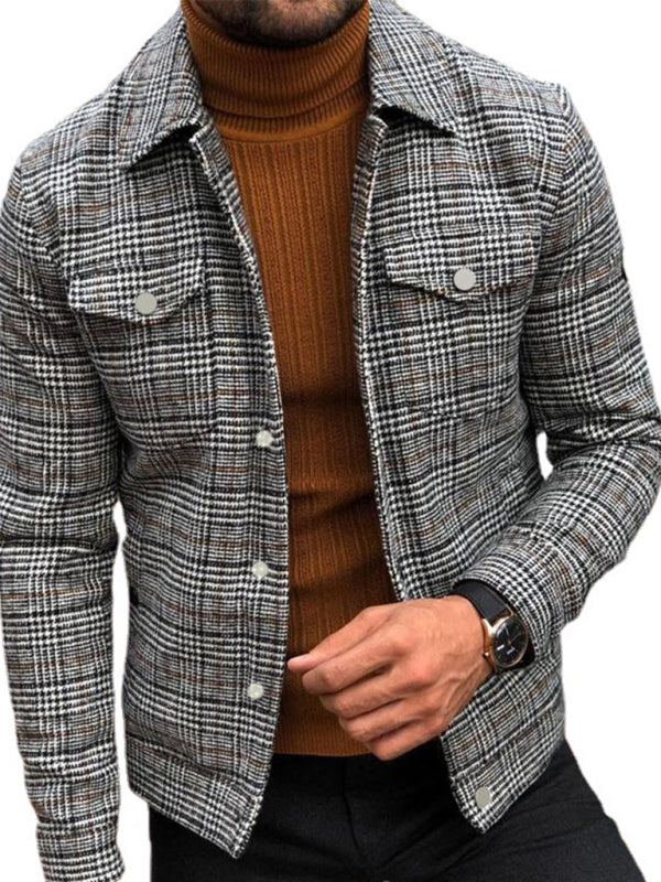 Slim Fit Casual Plaid Men's Coat – Stylish Autumn Top Wear