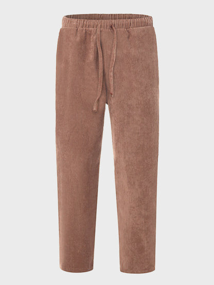 New Men's Corduroy Loose Casual Straight Cropped Pants - Hiccupzz