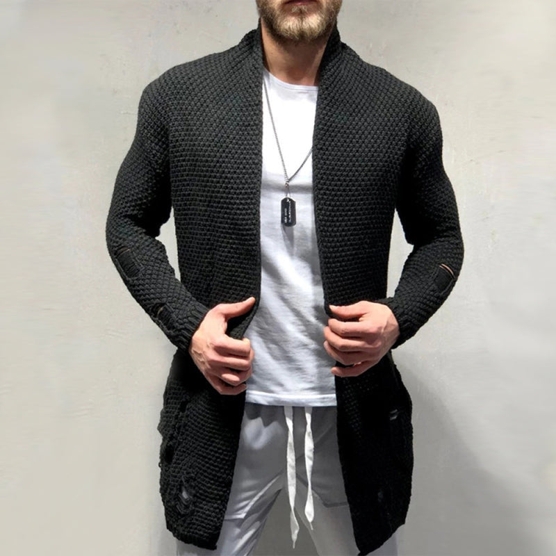 Solid Color Mid-Length Loose Cardigan Knitted Jacket