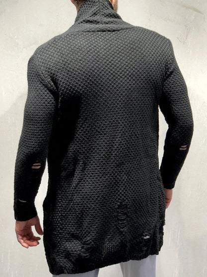 Solid Color Mid-Length Loose Cardigan Knitted Jacket - Hiccupzz