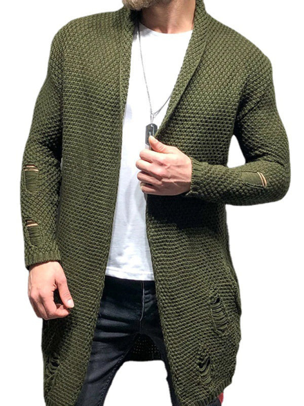 Solid Color Mid-Length Loose Cardigan Knitted Jacket