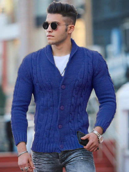New Sweater Men's Knitted Cardigan Solid Color Slim Men's Jacket - Hiccupzz