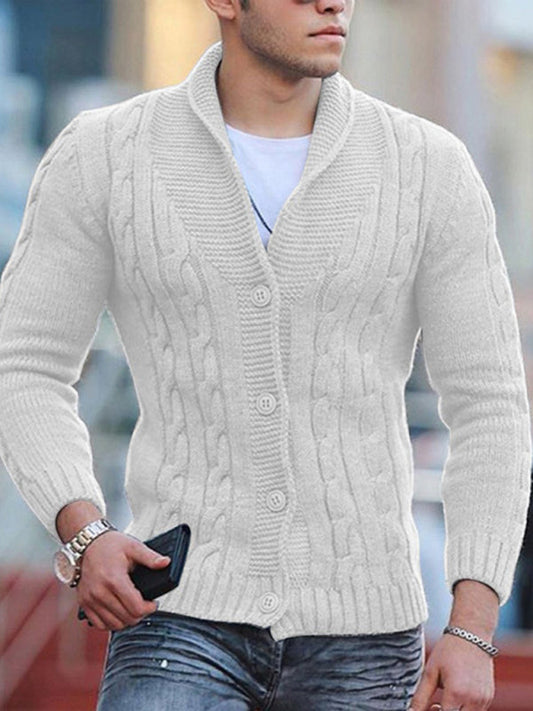 New Sweater Men's Knitted Cardigan Solid Color Slim Men's Jacket - Hiccupzz