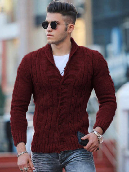 New Sweater Men's Knitted Cardigan Solid Color Slim Men's Jacket - Hiccupzz