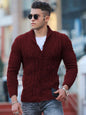 New Sweater Men's Knitted Cardigan Solid Color Slim Men's Jacket - Hiccupzz