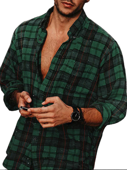 Flannel Plaid Men's Long Sleeve Shirt - Hiccupzz
