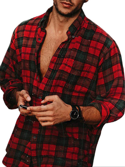 Flannel Plaid Men's Long Sleeve Shirt - Hiccupzz
