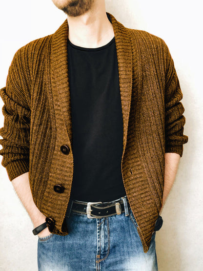 Men's Solid Color Single Breasted Casual Knit Cardigan - Hiccupzz