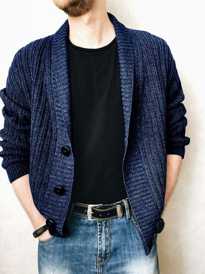 Men's Solid Color Single Breasted Casual Knit Cardigan - Hiccupzz