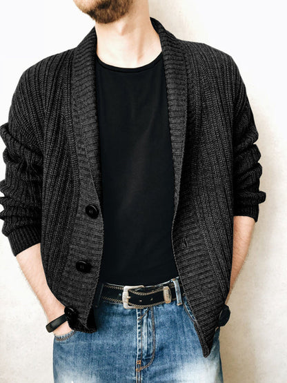 Men's Solid Color Single Breasted Casual Knit Cardigan - Hiccupzz