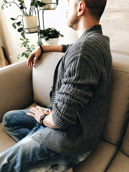 Men's Solid Color Single Breasted Casual Knit Cardigan - Hiccupzz