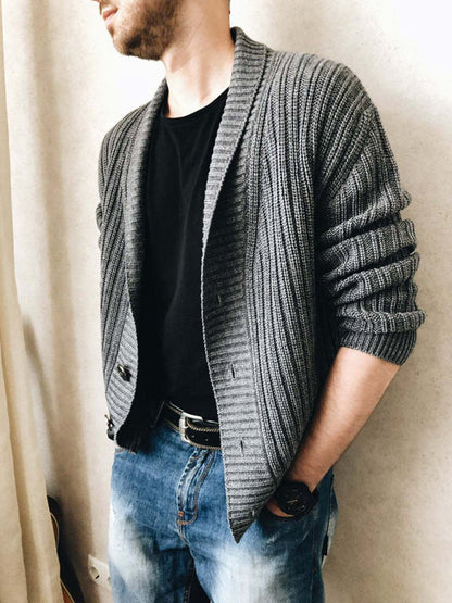 Men's Solid Color Single Breasted Casual Knit Cardigan - Hiccupzz