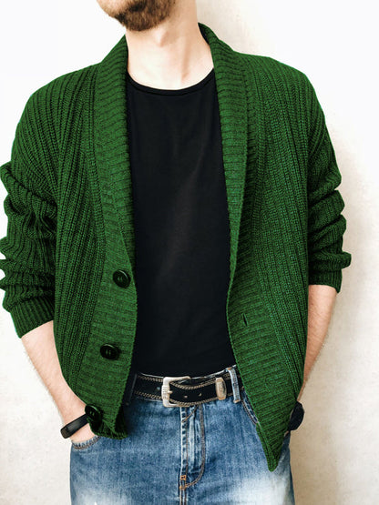 Men's Solid Color Single Breasted Casual Knit Cardigan - Hiccupzz