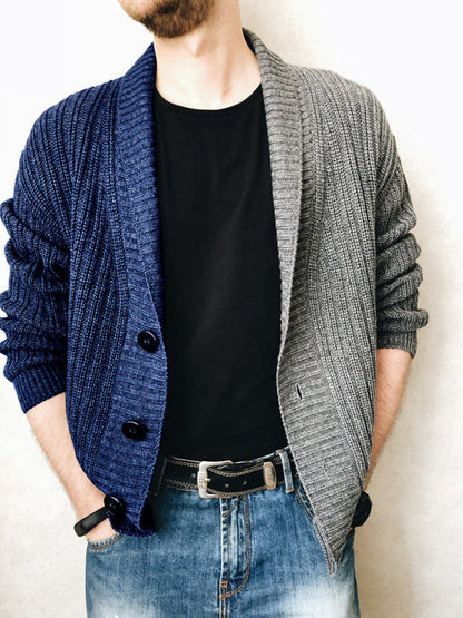 Men's Color Block Single Breasted Casual Knit Cardigan - Hiccupzz