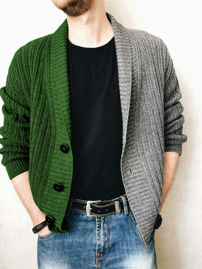 Men's Color Block Single Breasted Casual Knit Cardigan - Hiccupzz