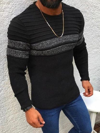 Men's Colorblock Stripe Casual Crew Neck Pullover - Hiccupzz