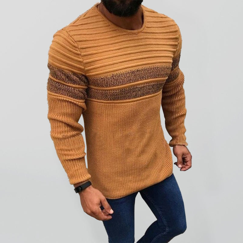 Men's Colorblock Stripe Casual Crew Neck Pullover - Hiccupzz