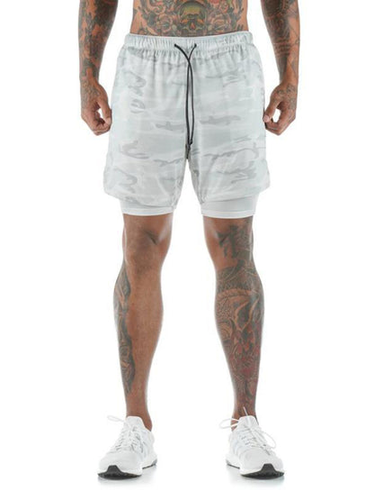 Men's athleisure fake two-piece shorts